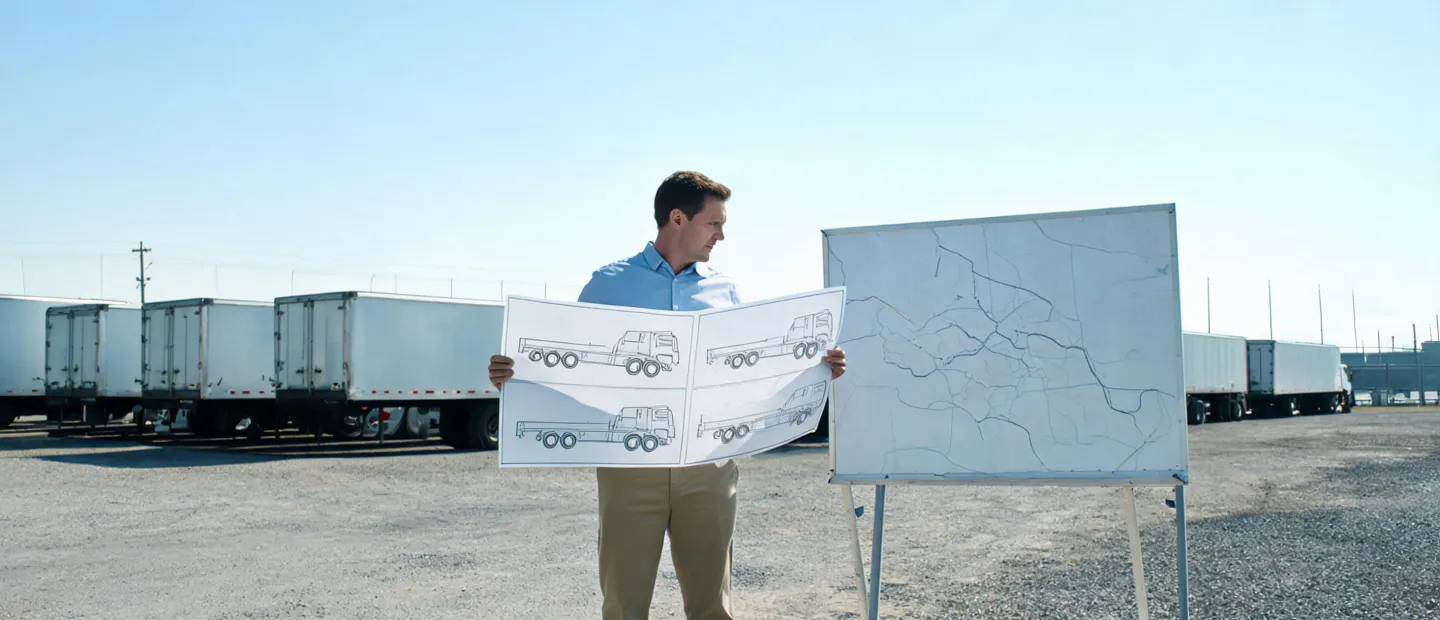 Flatbed trailer sourcing coordination scene